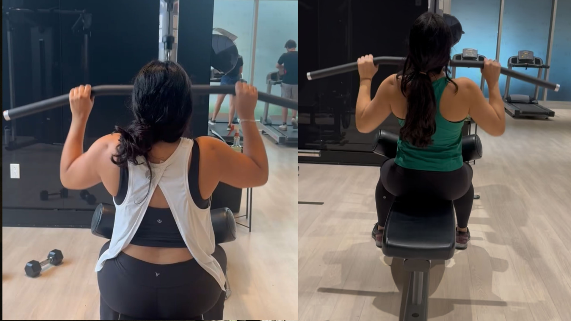Client before and after photos showing back and posture progress while training